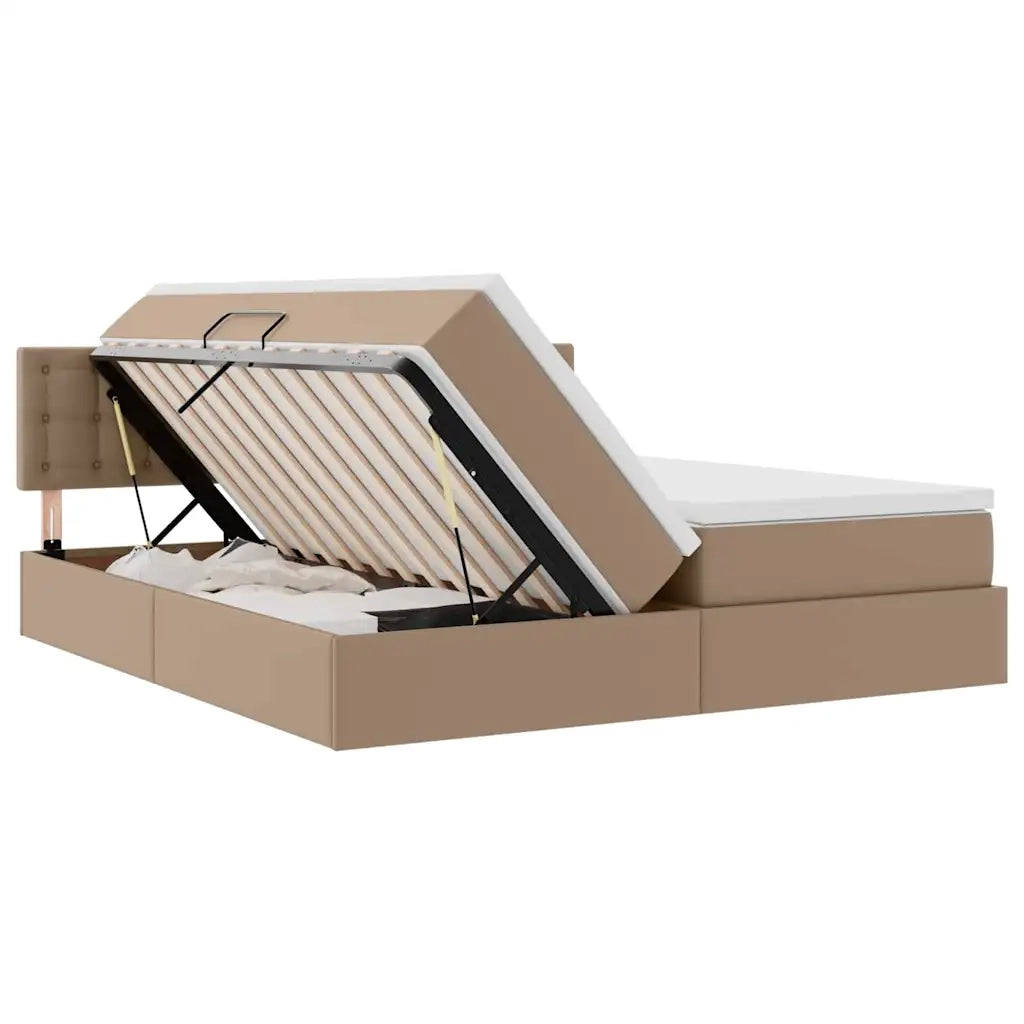 Letto con contenitore e LED con led Cappuccino 180 x 200 cm 3371544