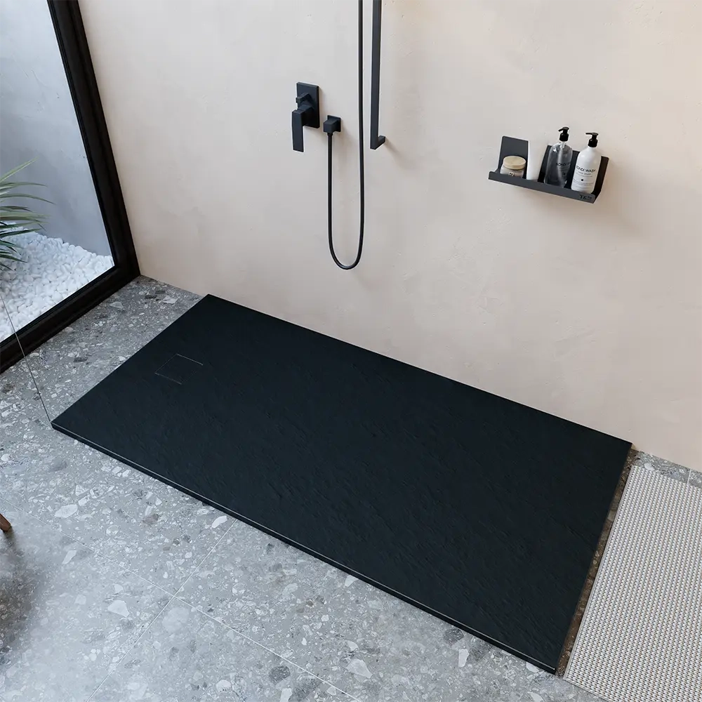 Piatto doccia 90x170 cm colore nero effetto pietra | Samos