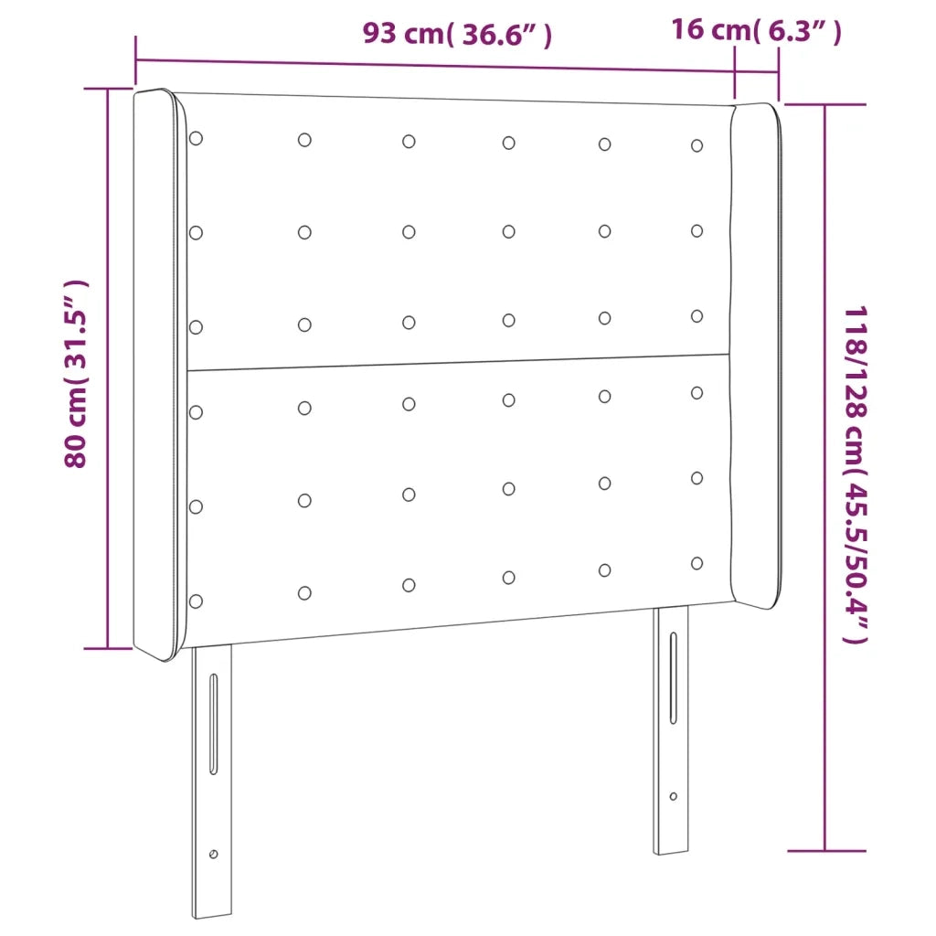 Testiera ad Orecchio-Testata con Orecchie Tortora 93x16x118/128 cm in Tessuto 333408