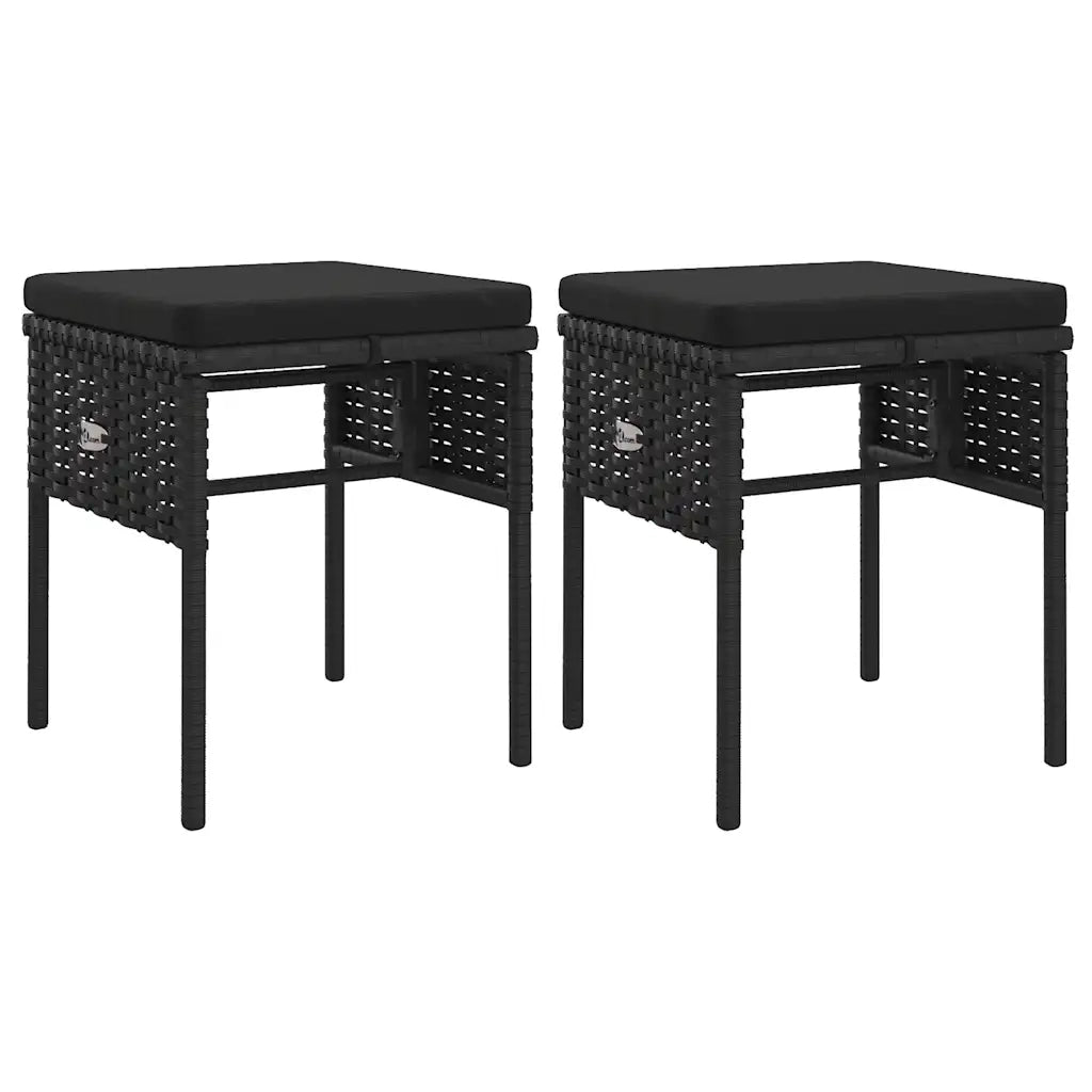 Set Mobili da Giardino 6 pz | Set Salotto da Giardino con Cuscini in Polyrattan Nero