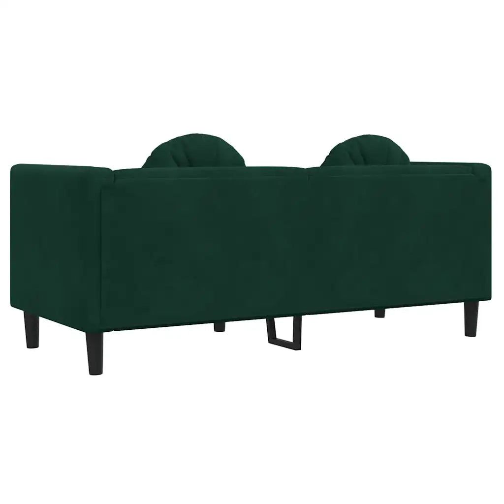 Divano a 2 Posti con Cuscini-Sofa 2 Posti con Cuscini Verde Scuro in Velluto