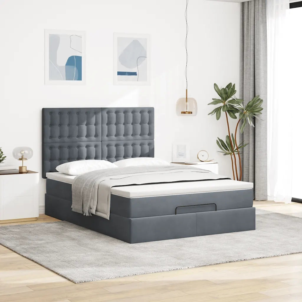 Struttura Letto Pouf con Materassi 140x190 cm Velluto 3314463