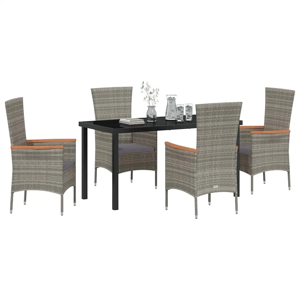 Set da Pranzo per Giardino con cuscino 5 pcs Grigio 3379431