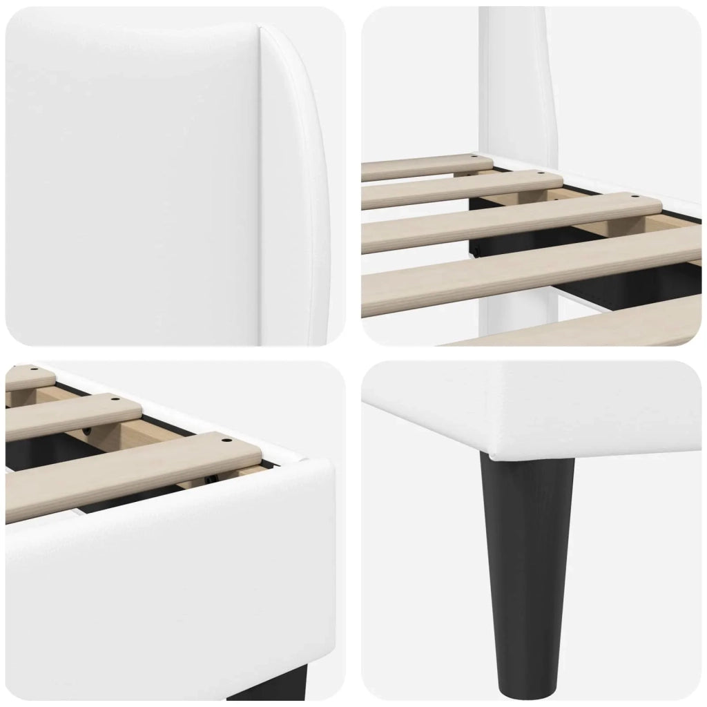 Letto singolo | Letto per adulti | Struttura del letto con testiera Bianco 100 x 200 cm Similpelle