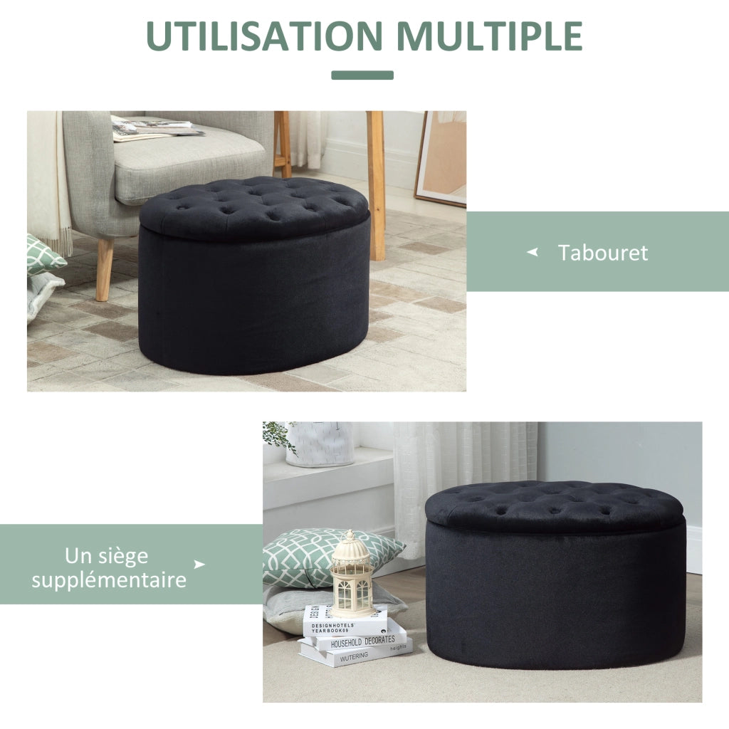 Panca contenitore imbottita per ingresso camera soggiorno ¨C Xylo ¨C 71x52x42 cm nero