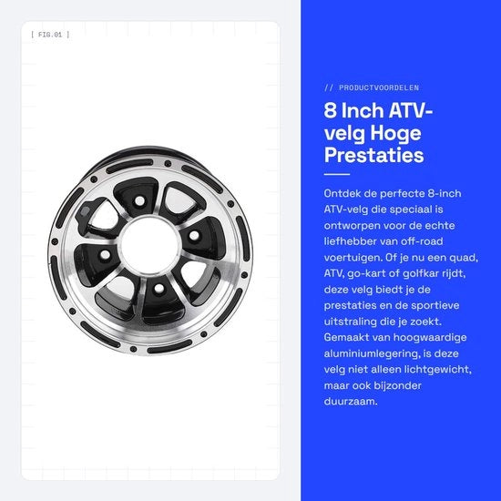 Ruote per ATV 8 pollici - Elevata Prestazione - Installazione Facile - Costruzione Sostenibile - Adatta per Quad/Golfcart - Migliorato Comportamento di Guida - Pneumatico