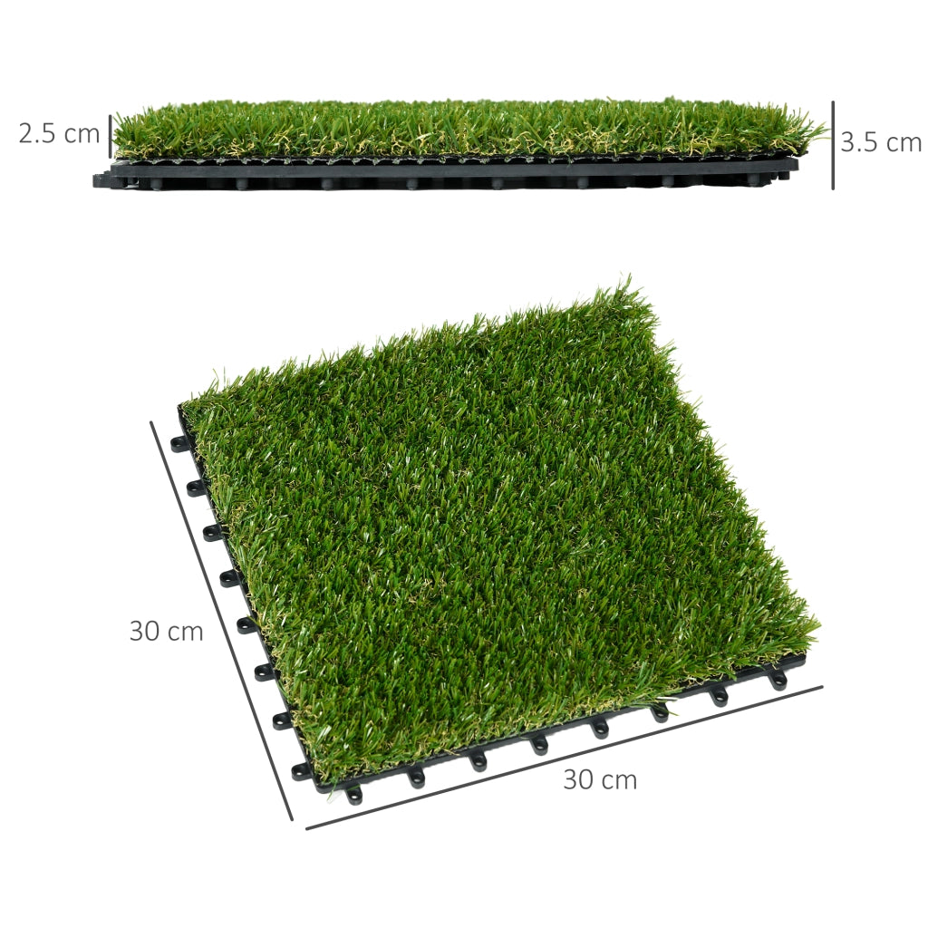 Piastrelle Erba Sintetica Giardino 30x30cm ¨C Xylo ¨C Verde 10 Pezzi