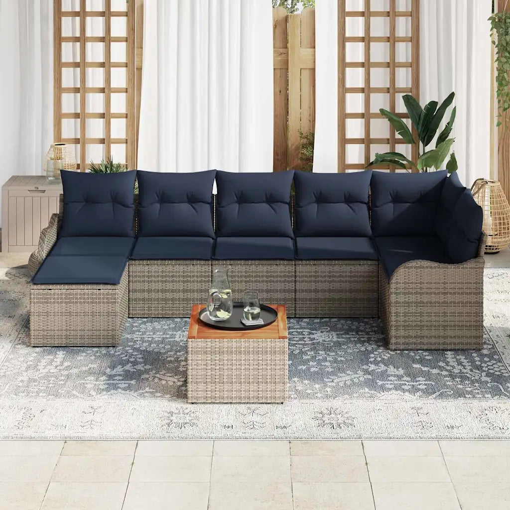 Set Divano da Giardino 8 pz Grigio polyrattan 3347486