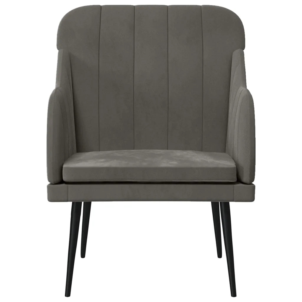 Poltrona | Sedia Relax Grigio Scuro 63x76x80 cm Velluto