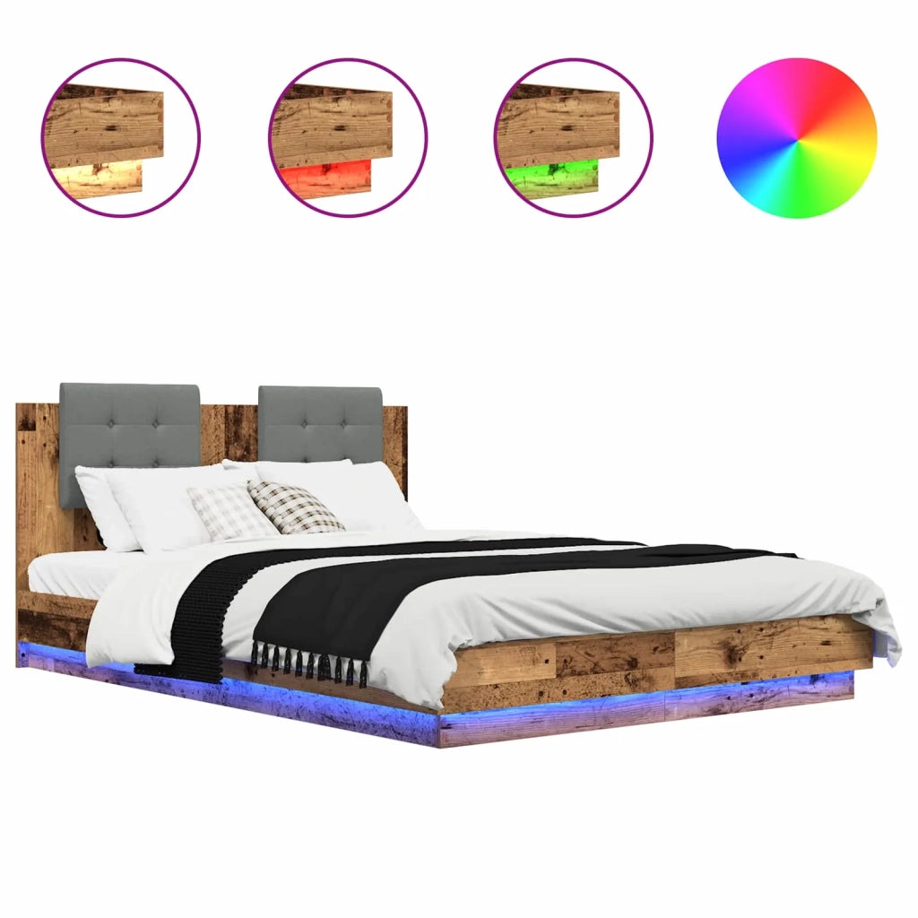 Struttura letto con testata-Giroletto Legno vecchio 160 x 200 cm
