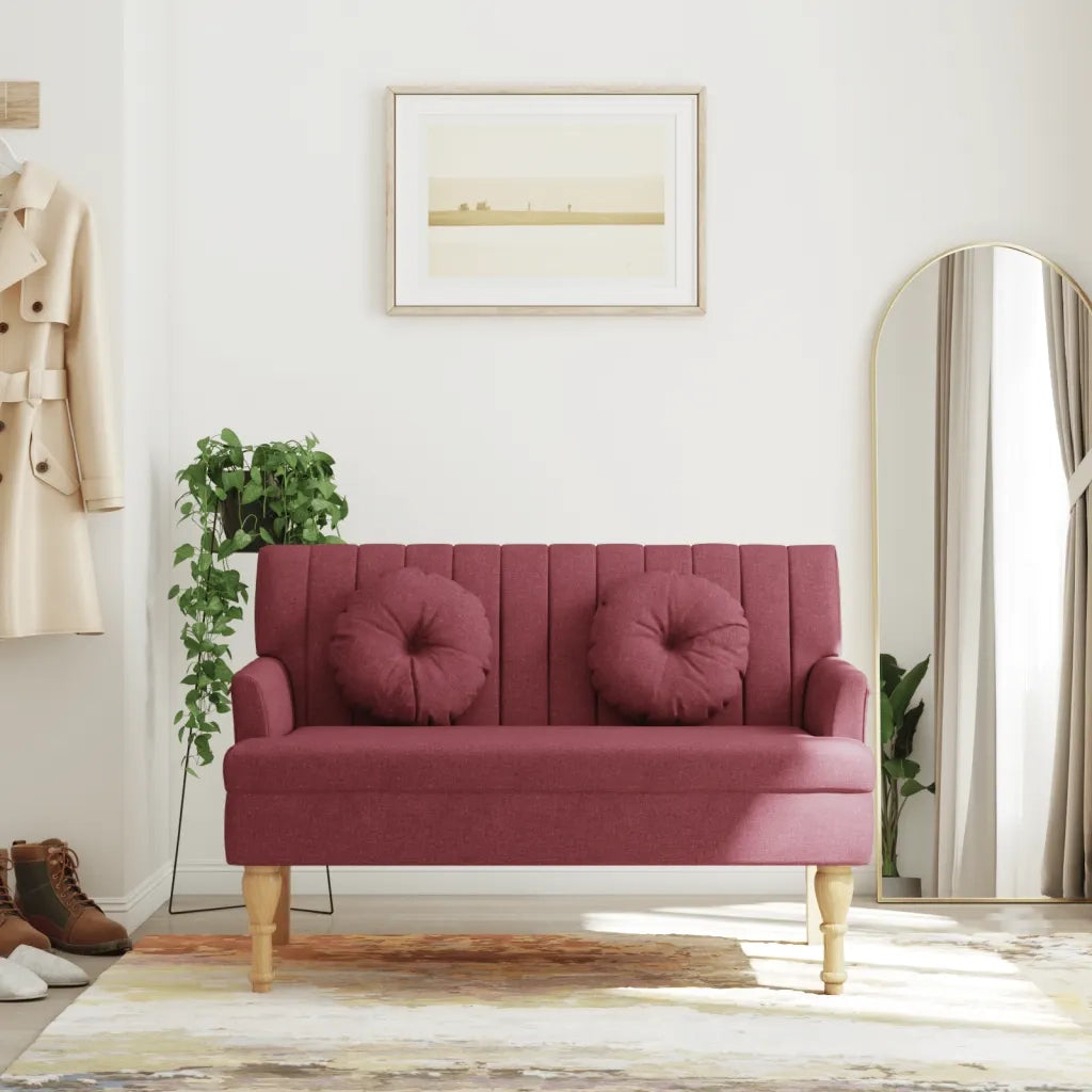 Panca con Cuscini Rosso Vino 113x64,5x75,5 cm in Tessutocod mxl 83888
