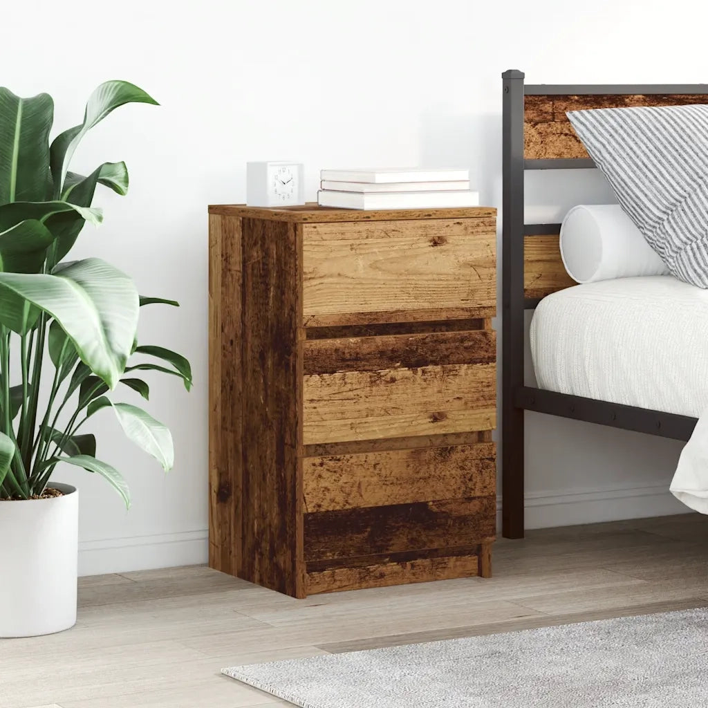 Comodini con 3 Cassetti 2 pz Legno Antico 39x35x65 cm 861352