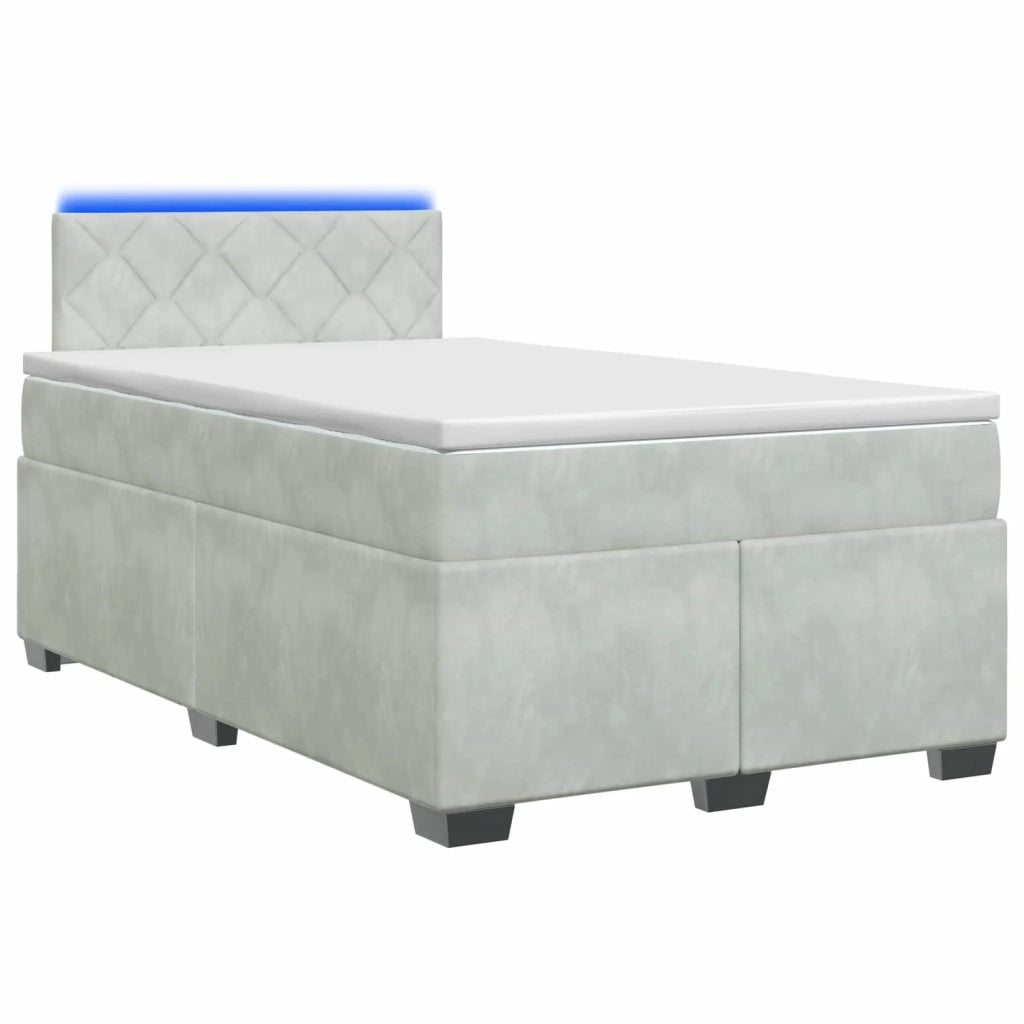 Letto con Box Spring, Materasso e LED Grigio Chiaro Velluto 3452144