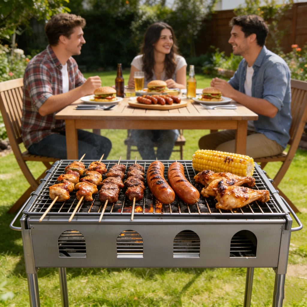 Barbecue Portatile da Giardino ¨C Minimal ¨C Grigio 50x30x50 cm