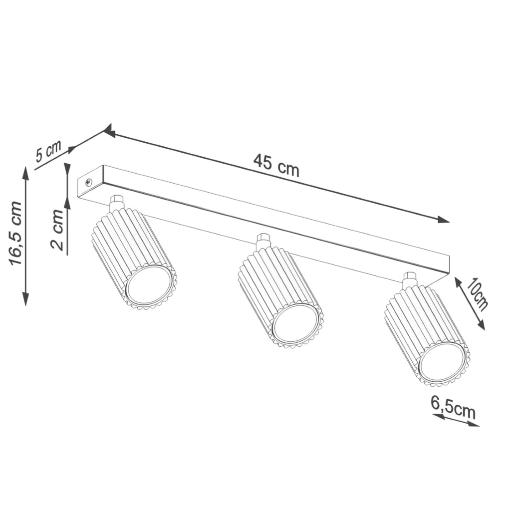 Plafoniera moderna oro su barra 45 cm 3xGU10 orientabili