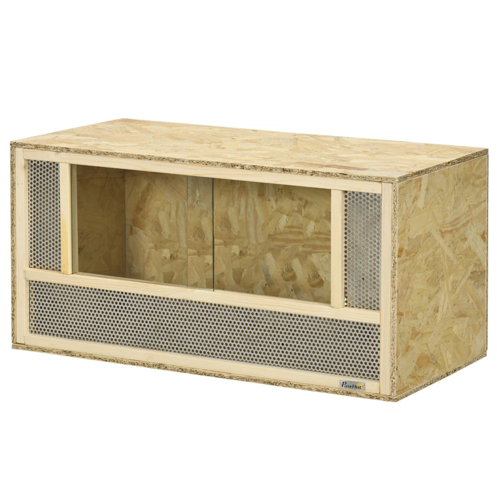 Terrario in legno per rettili con porta scorrevole in vetro ¨C Minimal ¨C 80x40x40 cm naturale