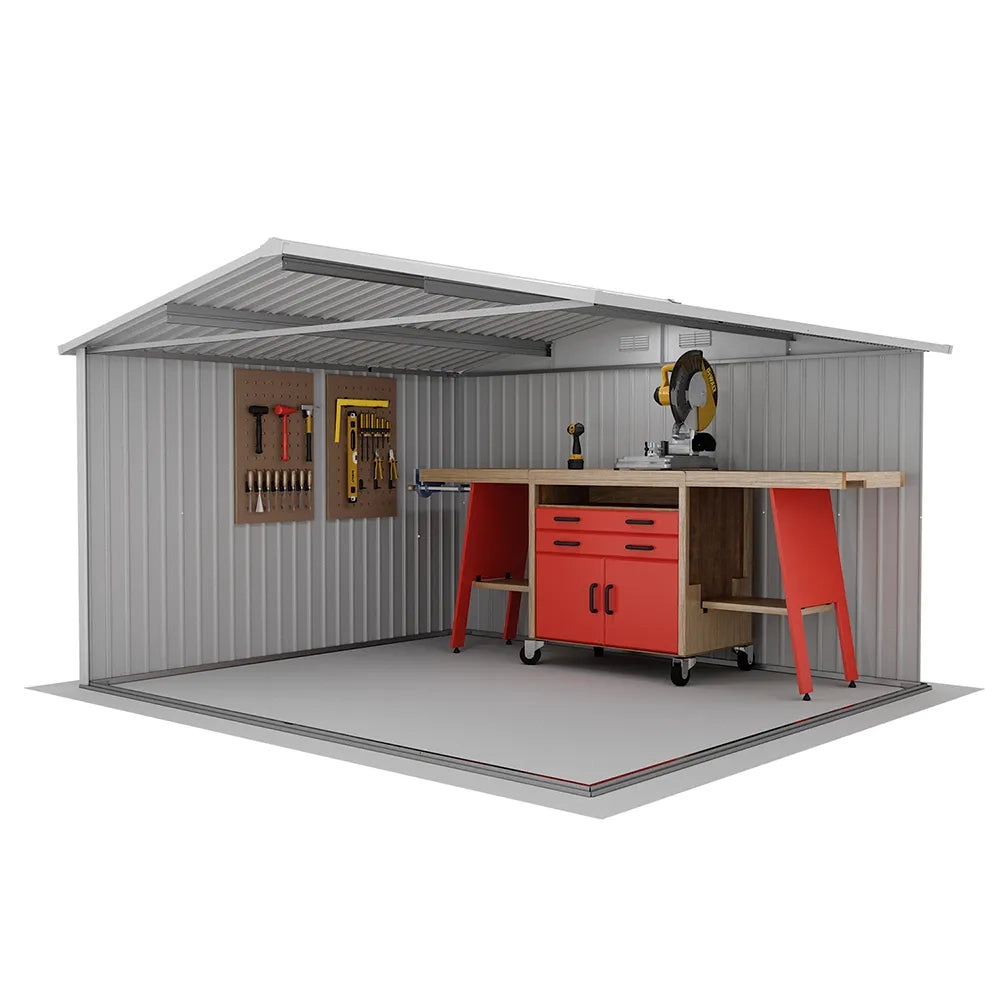 Casetta da giardino in acciaio zincato effetto legno 3,21x2,77xh2,17 m - 131kg - 8,9 metri quadri