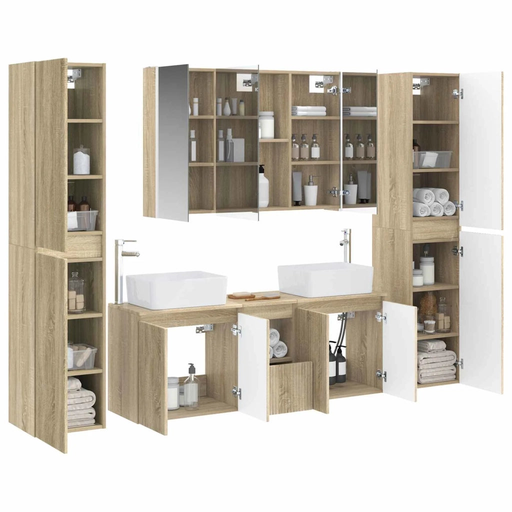 Set di mobili per il bagno 6 pz Rovere Sonoma 3407233
