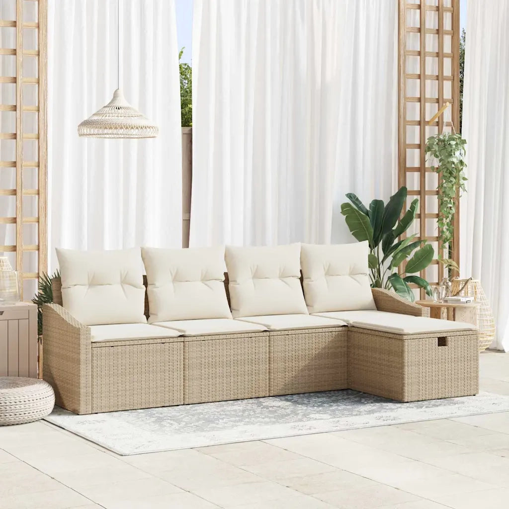 Set di divani con cuscino 5 pcs Beige polyrattan 3359260