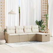 Set di divani con cuscino 5 pcs Beige polyrattan 3359260