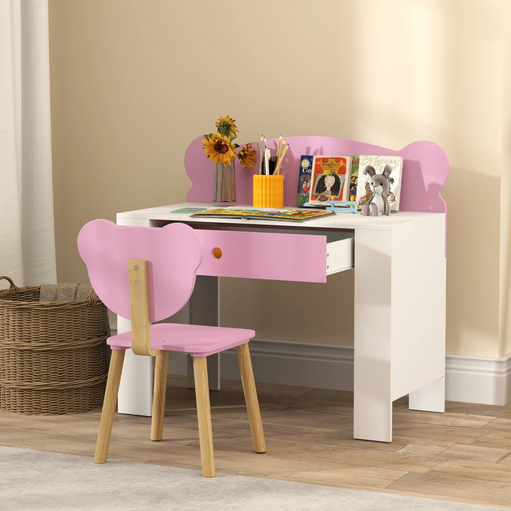 Scrivania per Bambini con Sedia e Cassetto ¨C zephmum ¨C Rosa