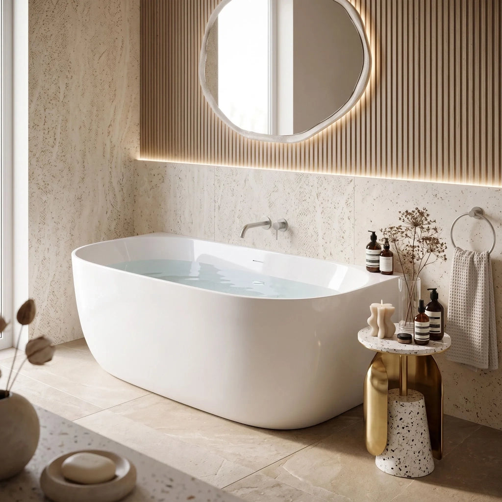 Vasca Bagno A Parete Rea Eris 160cm Copritappo nero