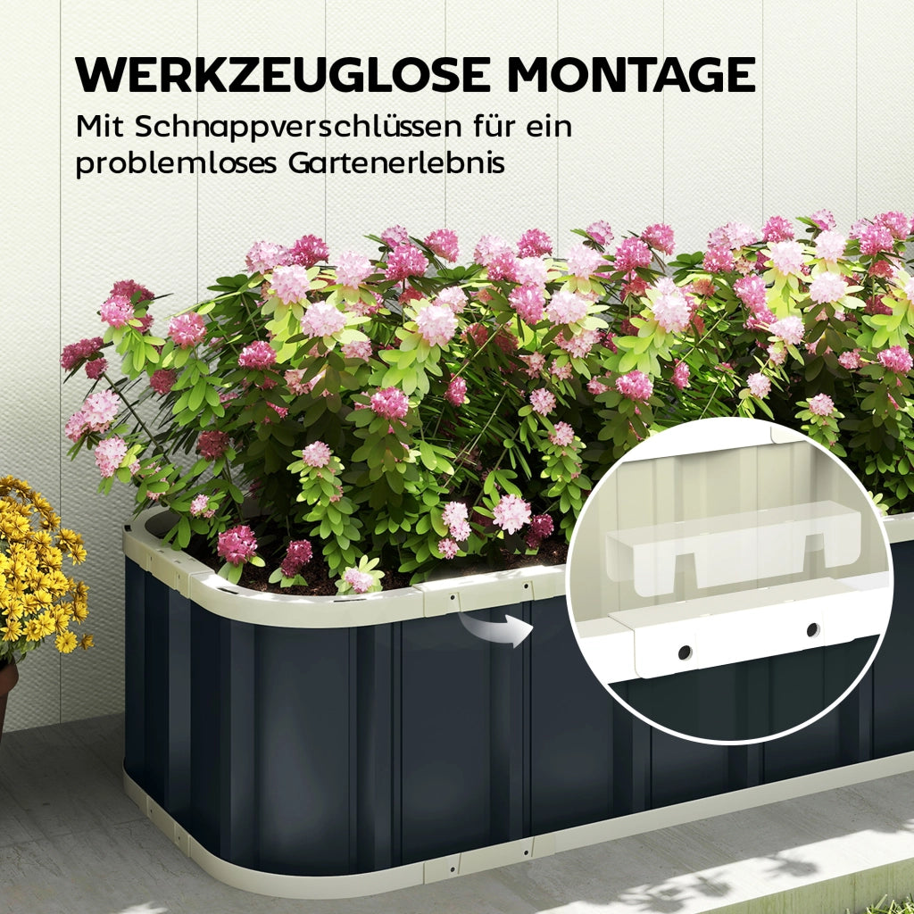 Hochbeet in Acciaio ¨C Minimal ¨C 136x52x31 cm Grigio Scuro
