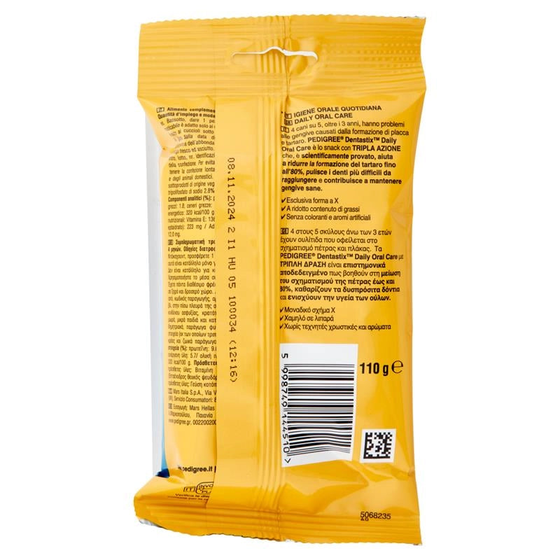 PEDIGREE DENTASTIX SNACK PER IGIENE ORALE CANE PICCOLO 7 PEZZI 110 G