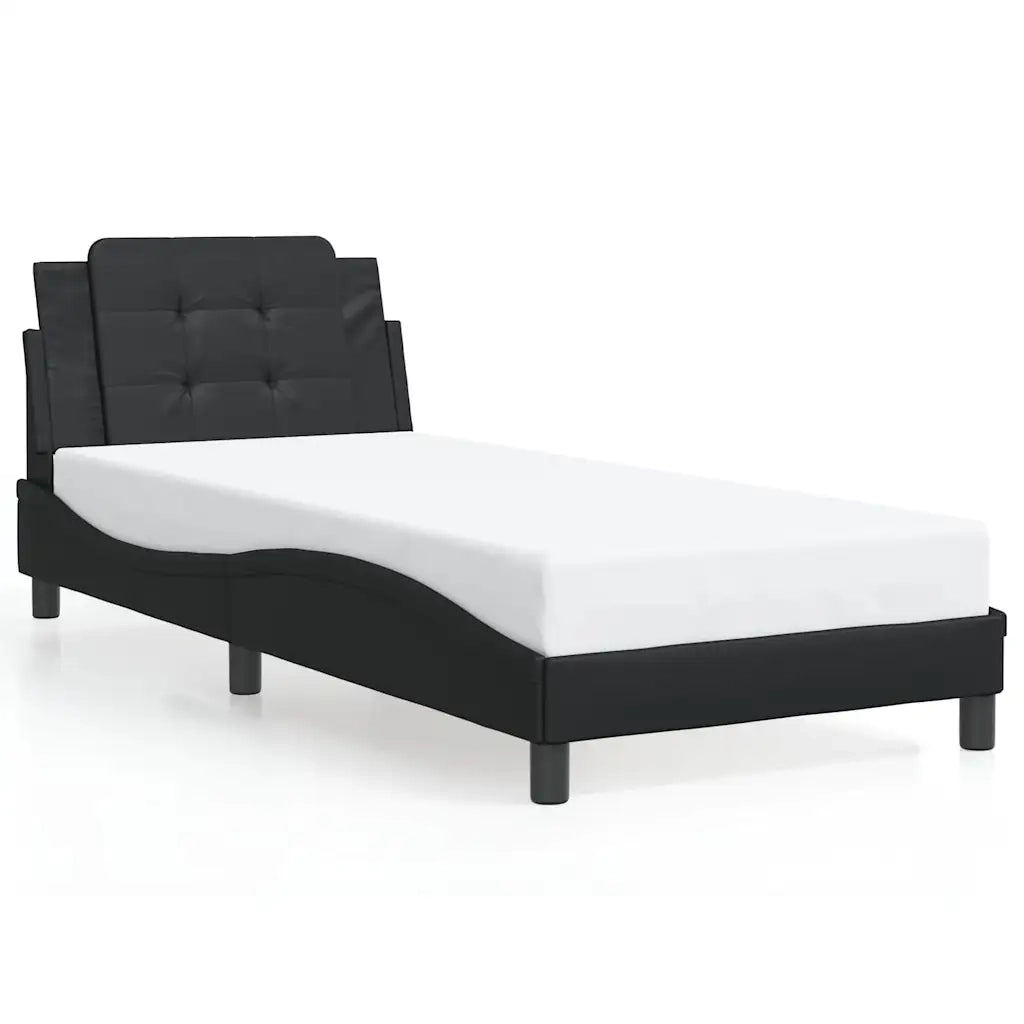 Letto singolo | Letto per adulti | Giroletto senza Materasso Zadar Nero 100x200 cm in Similpelle