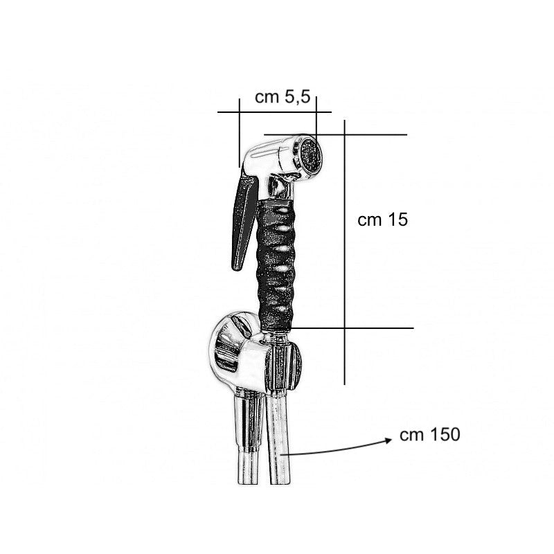 Kit per wc con supporto in ottone cromato, flessibile liscio 150 cm