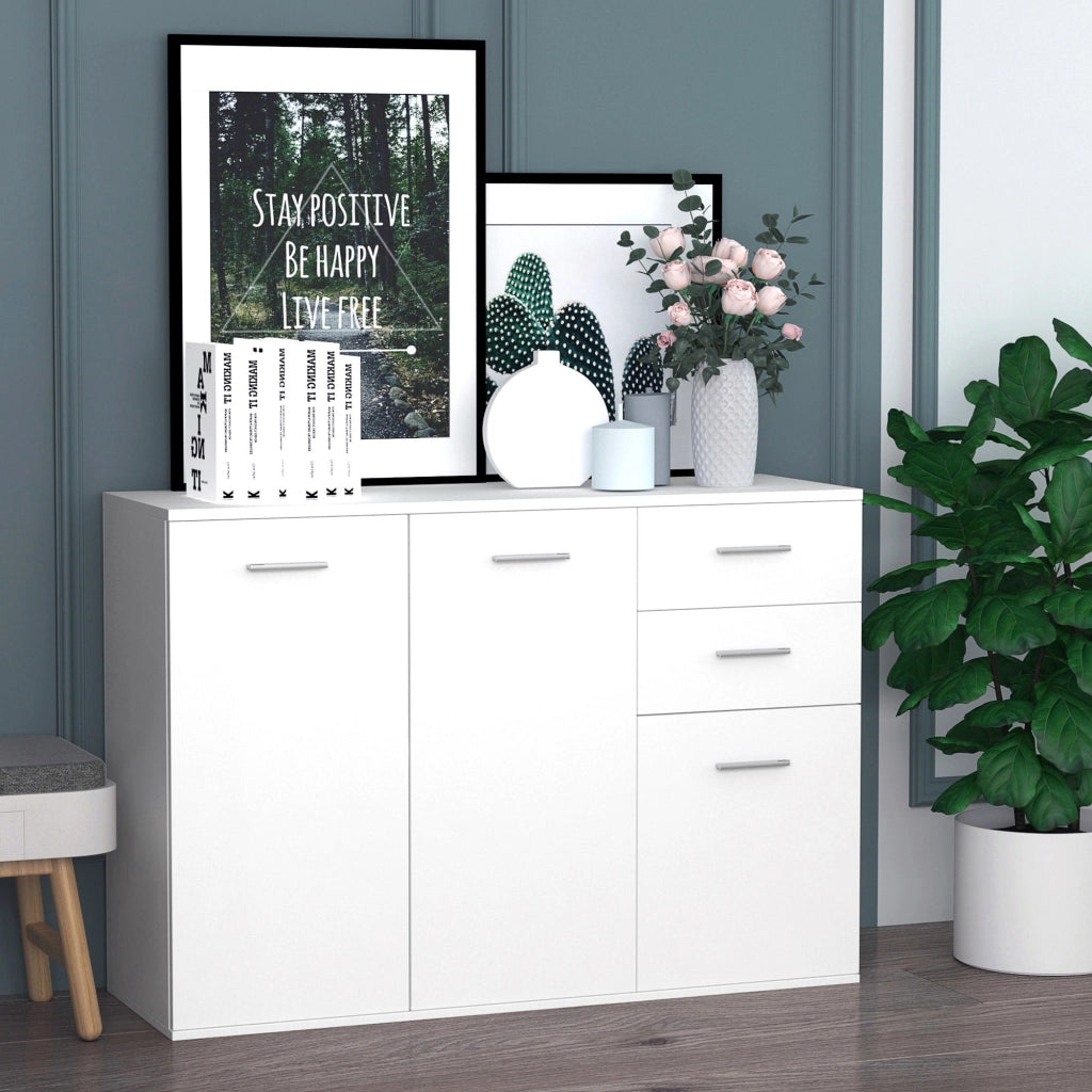 Mobile buffet con 2 cassetti e 2 ante ¨C Xylo ¨C Bianco con ripiani regolabili