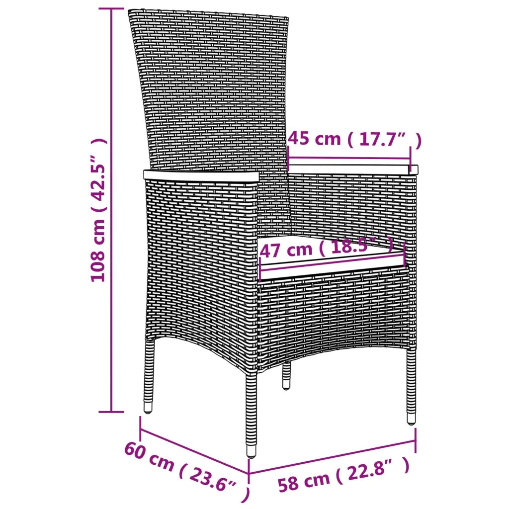 Set da Pranzo da Giardino 11pz con Cuscini in Polyrattan Grigio 3277559