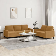 Set di Divani 2 pz con Cuscini Marrone in Velluto