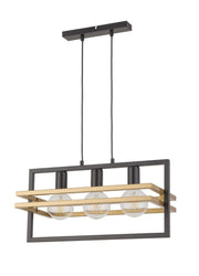 Lampada a sospensione industriale Merci 3xE27 nero oro
