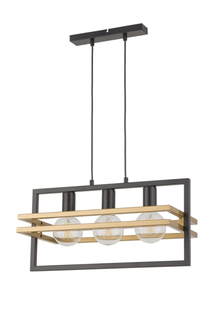Lampada a sospensione industriale Merci 3xE27 nero oro