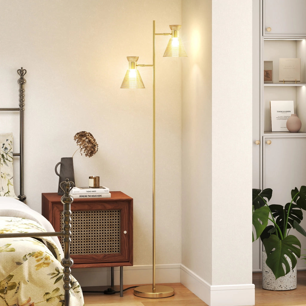 Lampada da Terra Moderna con 2 Luci Regolabili ¨C zephmum ¨C Oro