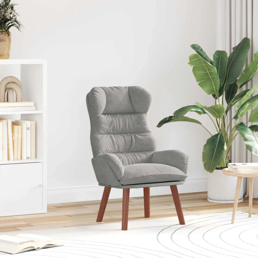 Poltrona | Sedia Relax Grigio chiaro 69 x 74 x 93 cm Velluto