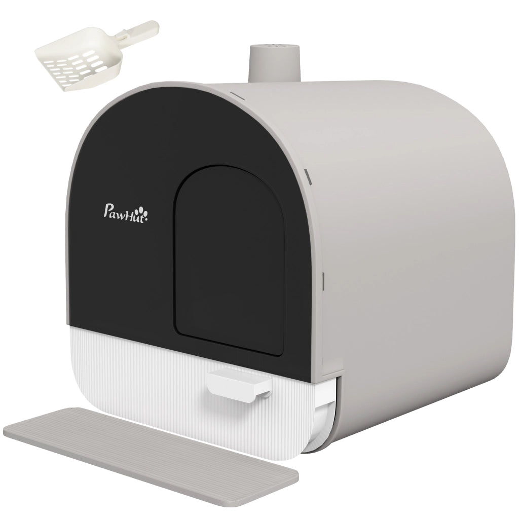 Casetta per Gatti con Coperchio, Paletta e Tappetino ¨C zephmum ¨C Grigio/Nero, Plastica
