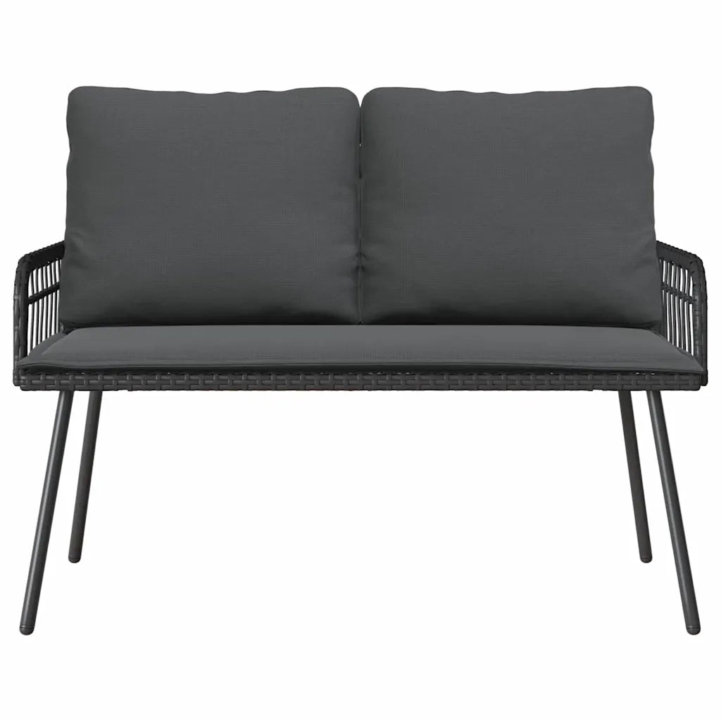 Set da Pranzo per Giardino con cuscino 2 pcs Nero polyrattan 3328646