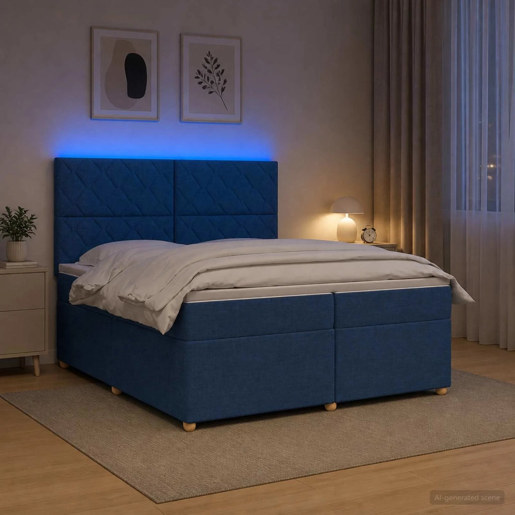 Letto box spring con materasso Blu 200 x 200 cm Tessuto 3455440