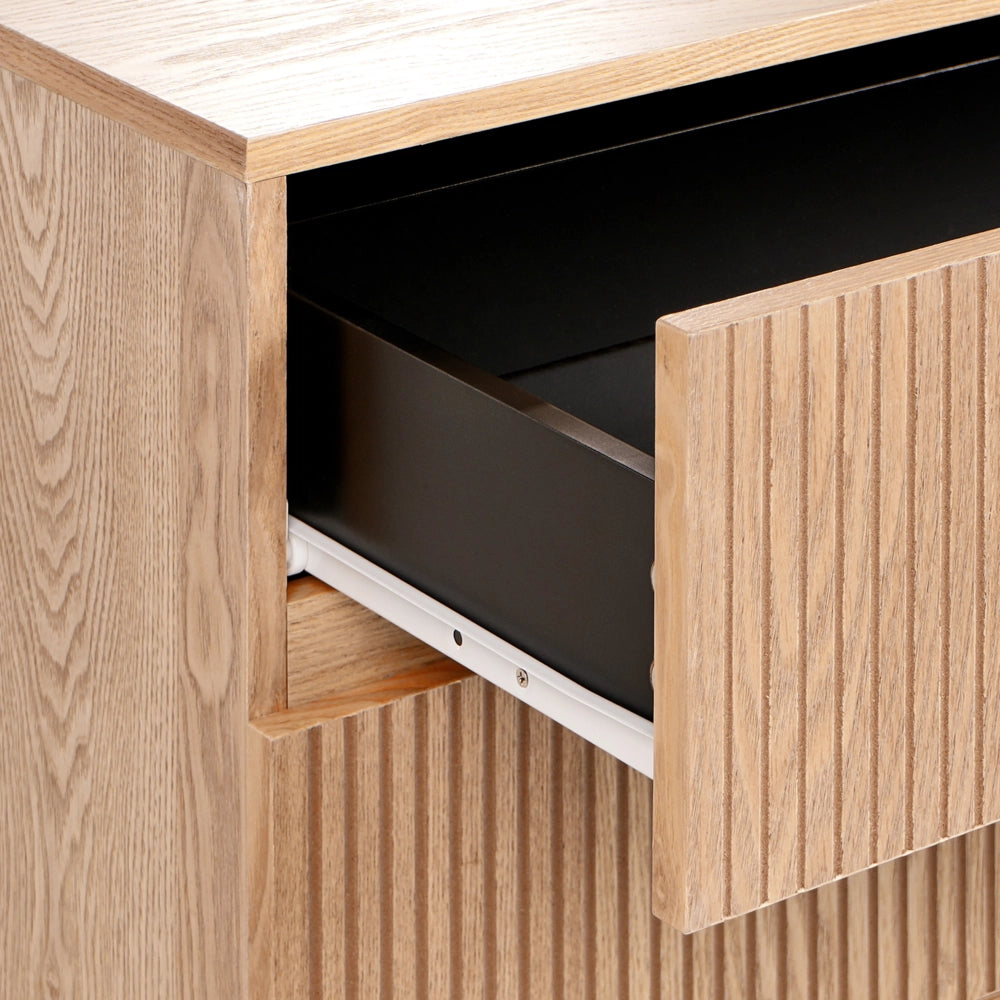 Cassettiera a 4 cassetti in legno di frassino naturale MDF a coste Soggiorno Camera da letto Moderna Stoccaggio