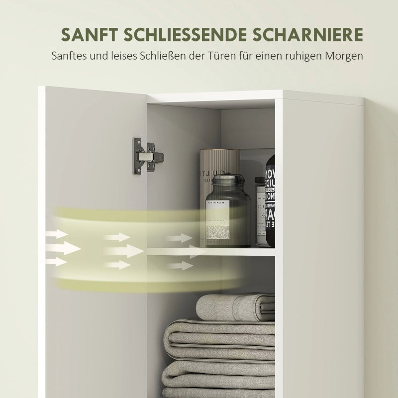 Mobiletto da bagno a parete, superficie laccata, 6 ripiani, MDF, bianco