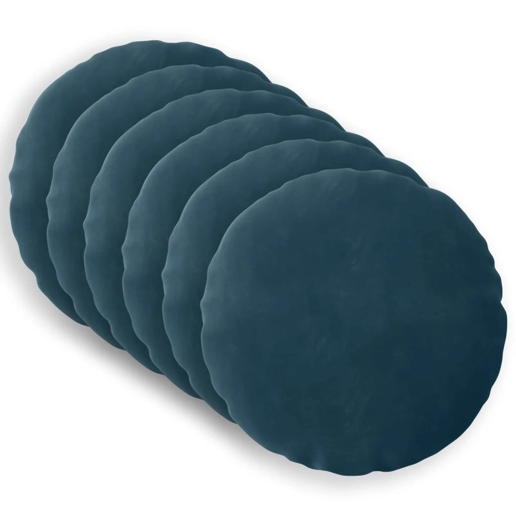Federa 6 pcs HEERLEN Blu Ø 60 cm Velluto 922858