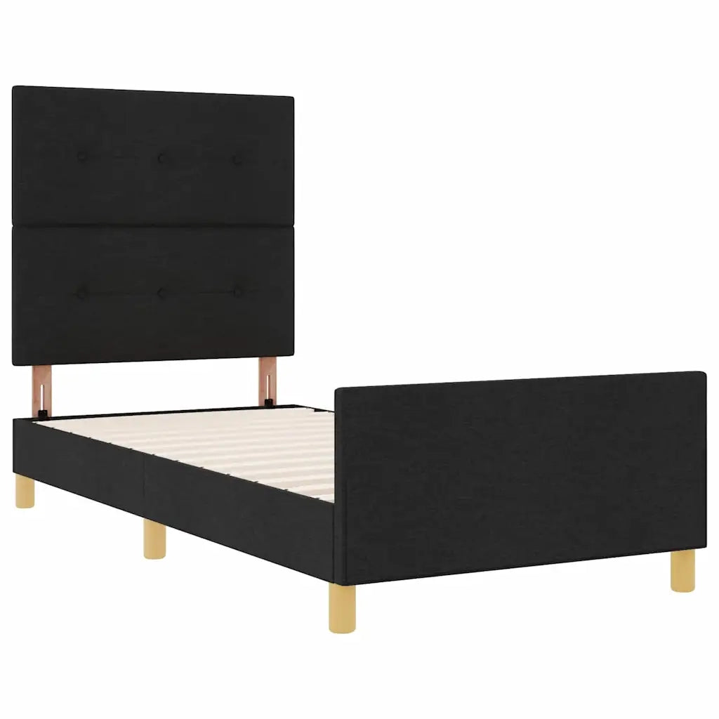 Struttura del letto con testiera-Giroletto Nero 80 x 200 cm Tessuto 640645