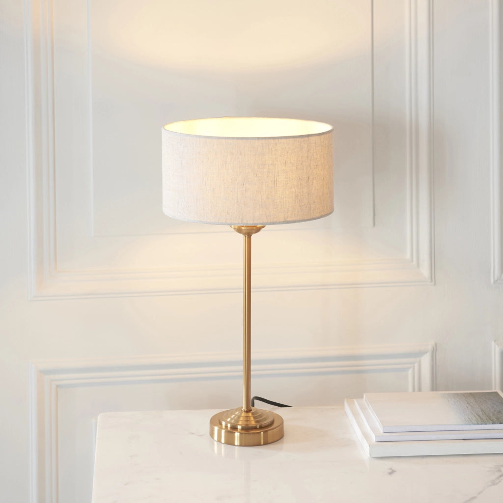 Lampada da tavolo vintage ottone con paralume E14 Endon
