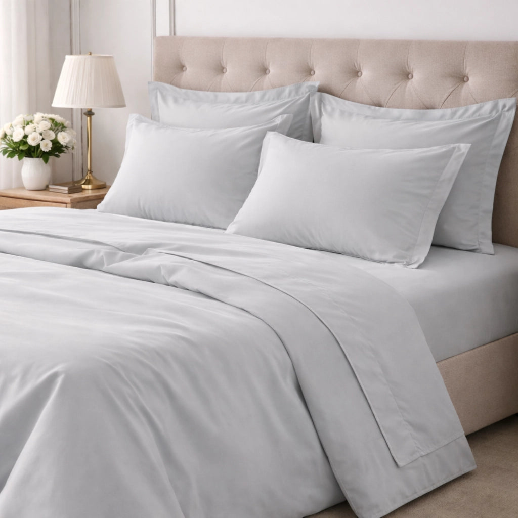 Rova, set Completo Letto Matrimoniale in Cotone, Grigio
