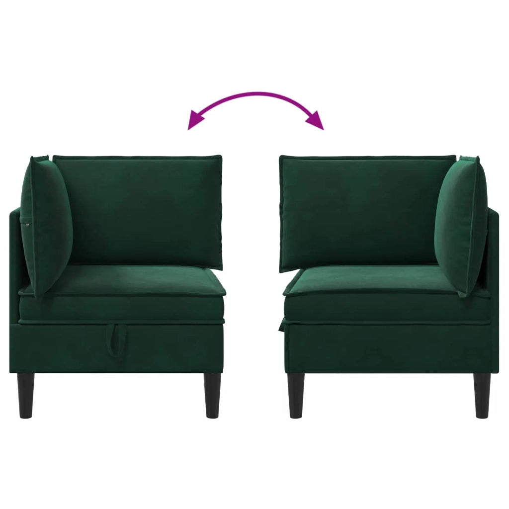 Divano con Stoccaggio Verde Scuro Velluto 42027079