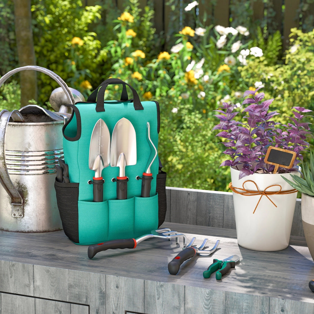 Set Giardinaggio 9 Pezzi ¨C Minimal ¨C Aluminio, Verde, Leggero