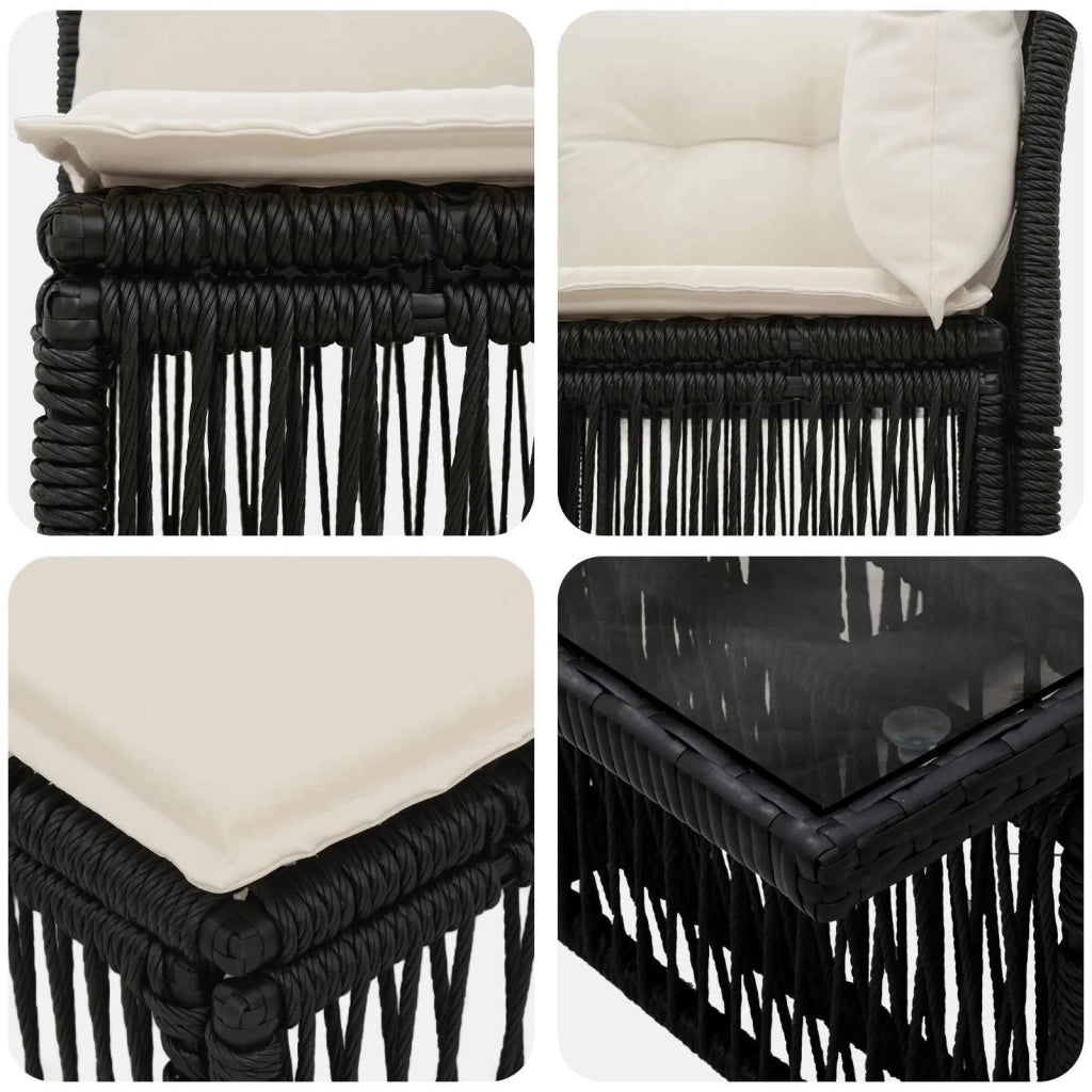 Set Divano da Giardino 8 pz Nero polyrattan 3436498