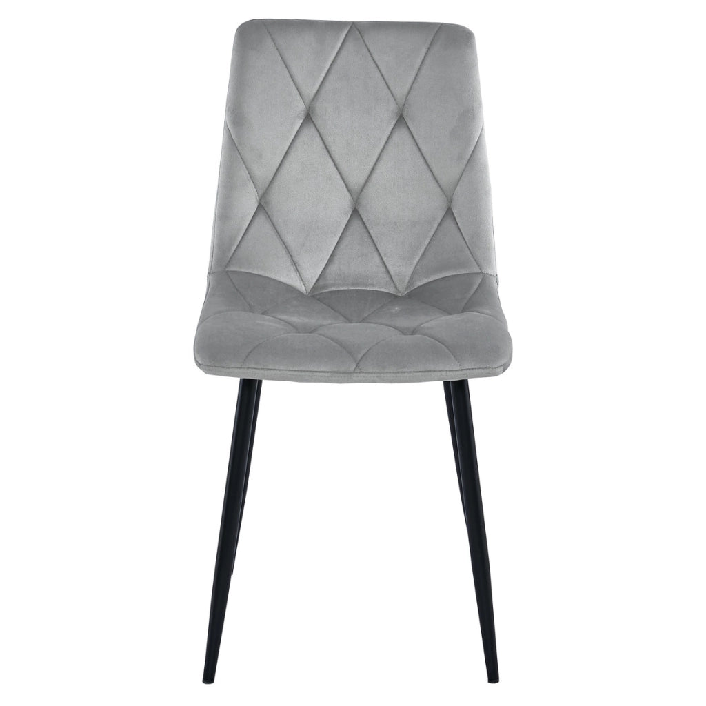 Sedia Libra in Velluto Grigio Argento con Gambe Nere